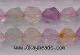 CMQ368 15.5 inches 10mm faceted nuggets mixed quartz beads