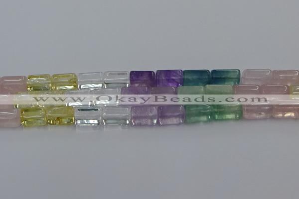 CMQ40 15.5 inches 10*15mm trihedron mixed quartz beads wholesale