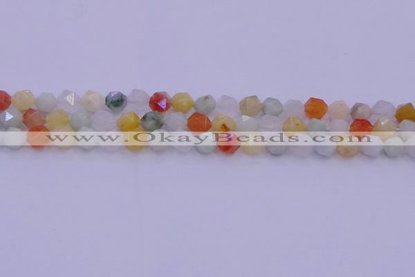 CMQ412 15.5 inches 8mm faceted nuggets mixed jade beads