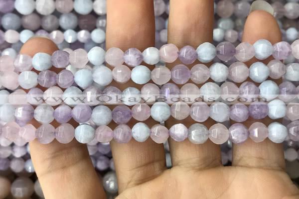 CMQ421 15.5 inches 6mm faceted round natural mixed quartz beads