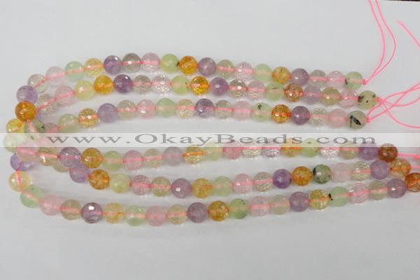 CMQ53 15.5 inches 10mm faceted round multicolor quartz beads