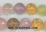 CMQ56 15.5 inches 16mm faceted round multicolor quartz beads