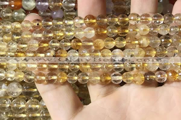 CMQ560 15.5 inches 6mm faceted round citrine gemstone beads