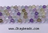 CMQ577 15.5 inches 10mm faceted round mixed quartz beads