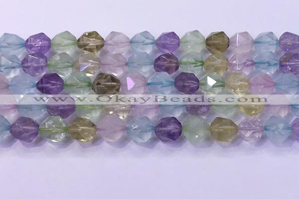 CMQ578 15.5 inches 12mm faceted round mixed quartz beads