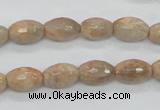 CMS101 15.5 inches 8*12mm faceted rice moonstone gemstone beads