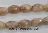 CMS102 15.5 inches 10*14mm faceted rice moonstone gemstone beads