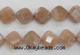 CMS105 15.5 inches 10*10mm faceted diamond moonstone gemstone beads