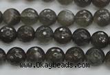 CMS1075 15.5 inches 6mm faceted round grey moonstone beads wholesale