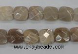 CMS108 15.5 inches 10*10mm faceted square moonstone gemstone beads