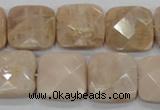 CMS110 15.5 inches 20*20mm faceted square moonstone gemstone beads