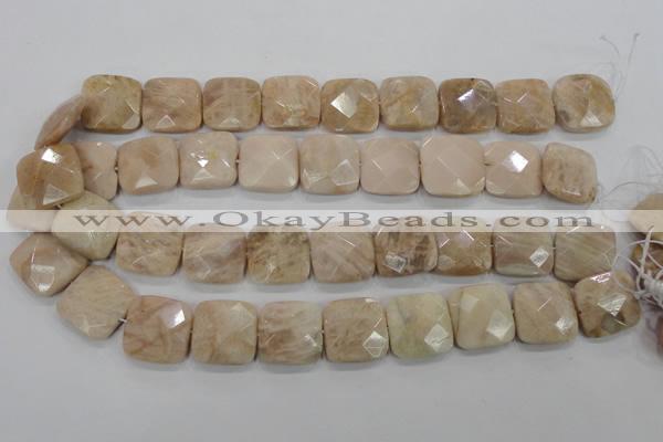 CMS110 15.5 inches 20*20mm faceted square moonstone gemstone beads