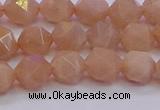 CMS1132 15.5 inches 8mm faceted nuggets peach moonstone beads