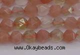 CMS1136 15.5 inches 6mm faceted nuggets rainbow moonstone beads