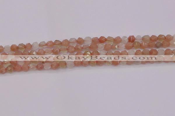 CMS1136 15.5 inches 6mm faceted nuggets rainbow moonstone beads