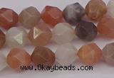 CMS1137 15.5 inches 8mm faceted nuggets rainbow moonstone beads