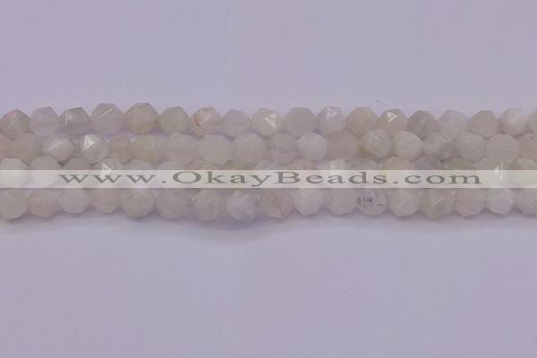 CMS1155 15.5 inches 10mm faceted nuggets white moonstone beads