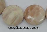 CMS116 15.5 inches 25mm faceted coin moonstone gemstone beads