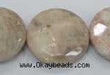 CMS117 15.5 inches 30mm faceted coin moonstone gemstone beads