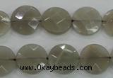 CMS130 15.5 inches 14mm faceted coin moonstone gemstone beads