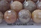 CMS1305 15.5 inches 14mm faceted round AB-color moonstone beads