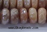 CMS1325 15.5 inches 7*14mm faceted rondelle AB-color moonstone beads