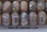 CMS1334 15.5 inches 7*12mm faceted rondelle AB-color grey moonstone beads