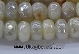 CMS1343 15.5 inches 6*10mm faceted rondelle AB-color white moonstone beads