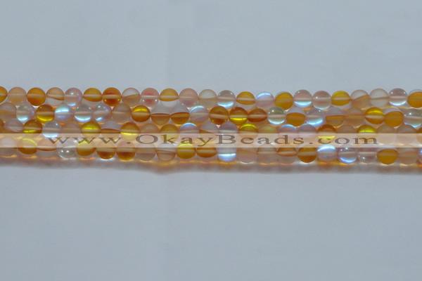 CMS1536 15.5 inches 6mm round matte synthetic moonstone beads