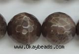 CMS155 15.5 inches 16mm faceted round natural grey moonstone beads