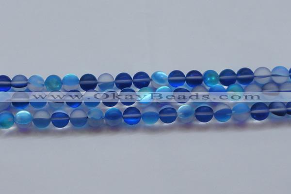 CMS1589 15.5 inches 12mm round matte synthetic moonstone beads