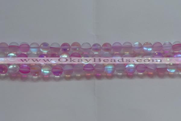 CMS1597 15.5 inches 8mm round matte synthetic moonstone beads