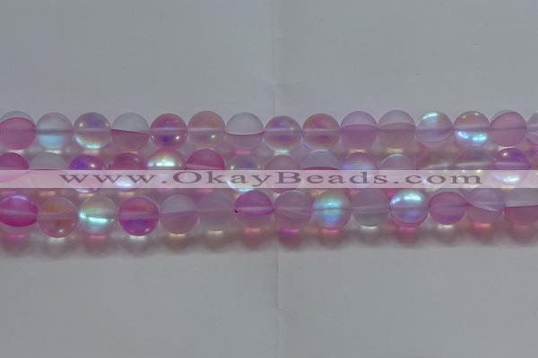 CMS1599 15.5 inches 12mm round matte synthetic moonstone beads