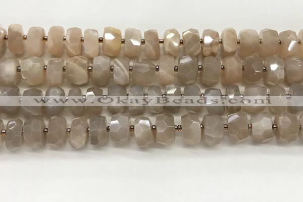 CMS1664 15.5 inches 6*10mm - 8*11mm faceted tyre moonstone beads