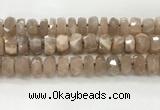 CMS1665 15.5 inches 6*12mm - 8*13mm faceted tyre moonstone beads