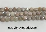 CMS1789 15.5 inches 10mm faceted coin AB-color moonstone beads