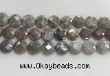 CMS1792 15.5 inches 16mm faceted coin AB-color moonstone beads