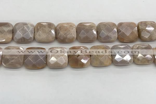 CMS1833 15.5 inches 20*20mm faceted square AB-color moonstone beads