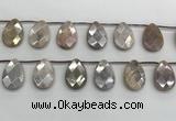 CMS1840 18*25mm faceted flat teardrop AB-color moonstone beads