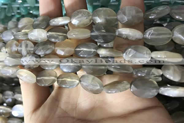 CMS1850 15.5 inches 8*12mm faceted oval grey moonstone beads