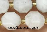 CMS2067 15 inches 9*10mm faceted white moonstone beads wholesale