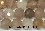 CMS2123 15 inches 6mm faceted rondelle moonstone beads