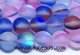 CMS2214 15 inches  8mm round matte synthetic moonstone beads