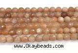 CMS2259 15 inches 8mm faceted round orange moonstone beads