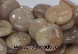 CMS24 15.5 inches 18mm flat round moonstone gemstone beads wholesale