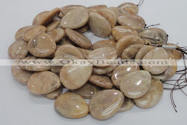 CMS32 15.5 inches 30*40mm flat teardrop moonstone gemstone beads