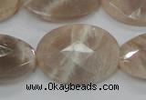 CMS38 15.5 inches 22*30mm faceted oval moonstone gemstone beads