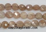 CMS43 15.5 inches 8mm faceted coin moonstone gemstone beads