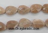 CMS53 15.5 inches 10*14mm faceted flat teardrop moonstone beads