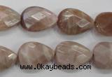 CMS54 15.5 inches 13*18mm faceted flat teardrop moonstone beads